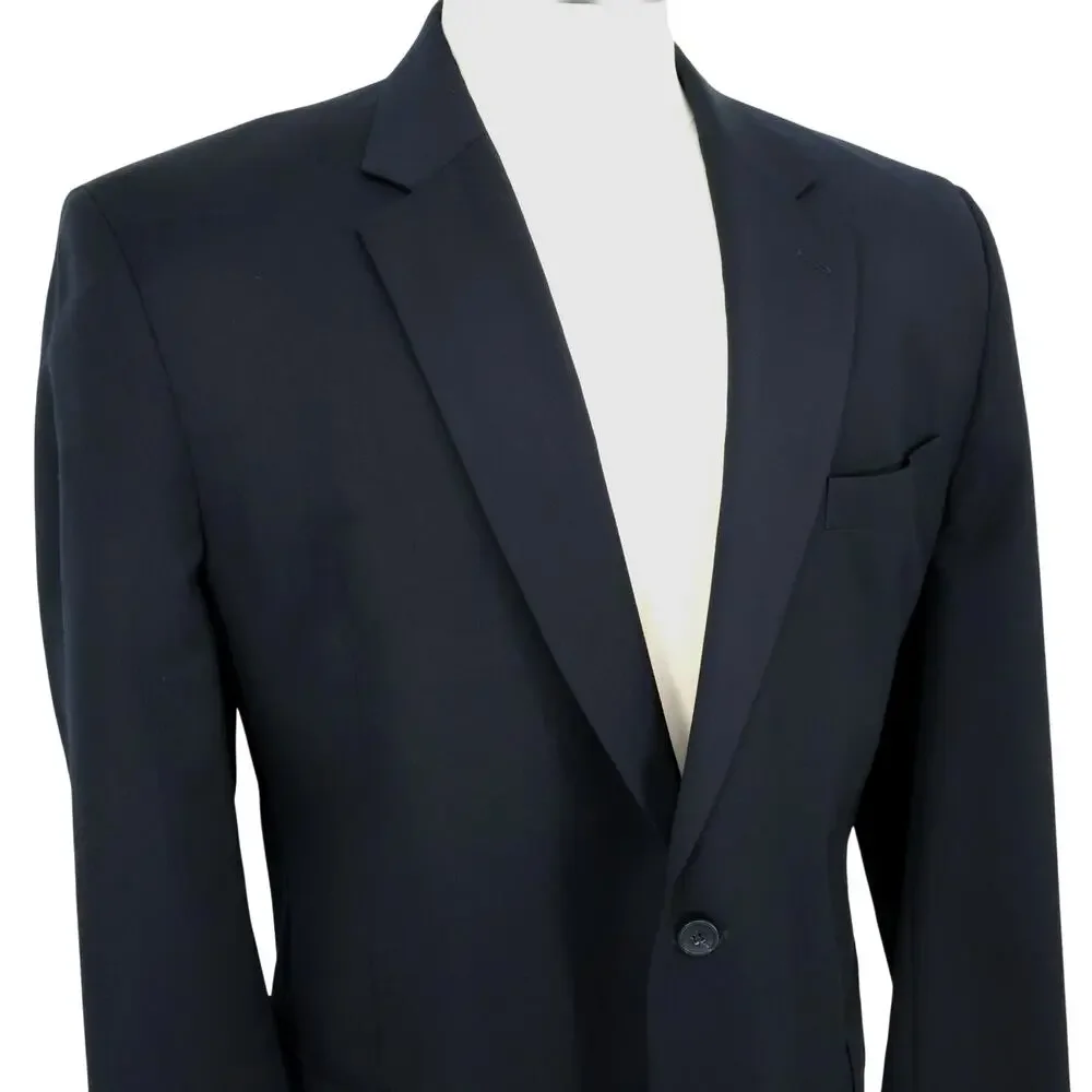 Jos A Bank Sport Coat Mens 46L Navy Blue Wool Jacket Lined Blazer Travelers Coll